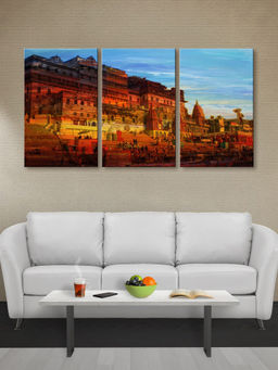 999Store - Historic Palace Or Fort Cityscape Glowing At Sunset Multi-Panel Wall Art (Pack of 3)