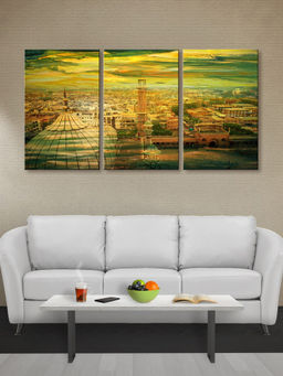 999Store - Garden & Boulevard Landscape In Warm Light Multi-Panel Wall Art (Pack of 3)