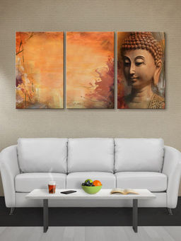 999Store - Calm Buddha Profile In Warm Textures Multi-Panel Wall Art (Pack of 3)