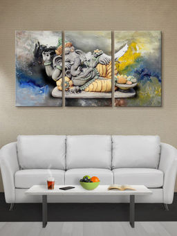 999Store - Lord Shiva With Ganesha In A Artistic Sketch Composition Multi-Panel Wall Art (Pack of 3)