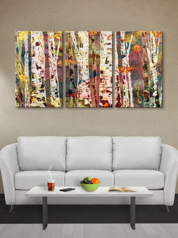 999Store - Birch Forest Collage With Laye Artistic Texture Multi-Panel Wall Art (Pack of 3)