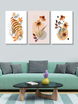 999Store - Modern Botanical With Tiger Flowers & Birds Multi-Panel Wall Art (Pack of 3)