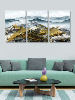 999Store - Misty Mountain Landscape In Cool & Earthy Tones Multi-Panel Wall Art (Pack of 3)