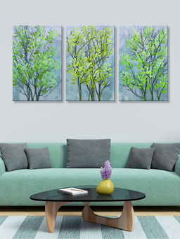 999Store - Three Fresh Tree Canopies On A Light Background Multi-Panel Wall Art (Pack of 3)