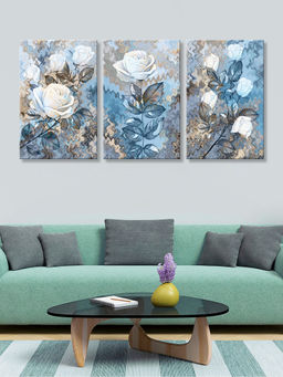 999Store - Arranged In An Elegant Floral Collage Multi-Panel Wall Art (Pack of 3)
