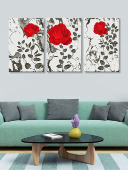 999Store - Roses With Decorative Vines On A Background Multi-Panel Wall Art (Pack of 3)