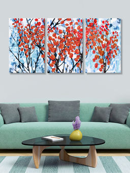 999Store - Red And Blue Tree Canopies On A Bright Background Multi-Panel Wall Art (Pack of 3)