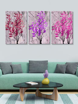 999Store - Purple Flowering Trees With Graceful Grey Trunks Multi-Panel Wall Art (Pack of 3)