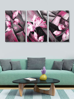 999Store - Floral Forms Blended Into A Metallic Background Multi-Panel Wall Art (Pack of 3)