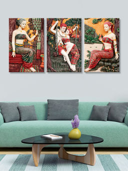 999Store - 3 Vintage Royal Women Seated In Richly Interiors Multi-Panel Wall Art (Pack of 3)