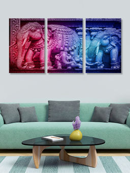 999Store - & Ganesha Relief With Elephant-Inspi Ornament Multi-Panel Wall Art (Pack of 3)