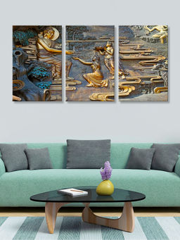 999Store - Traditional Dancer Shown In An Ornate Classical Mural Multi-Panel Wall Art (Pack of 3)