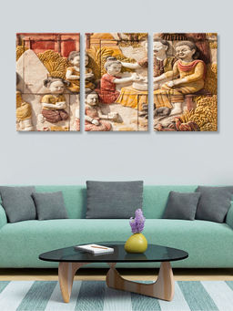 999Store - Traditional Musicians & Figures In A Vintage Composition Multi-Panel Wall Art (Pack of 3)