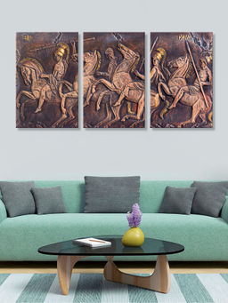 999Store - Horse Riders Depicted In A Dramatic Dark Mural Multi-Panel Wall Art (Pack of 3)