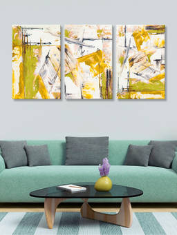 999Store - Bright And White Abstract Brush-Stroke Design Multi-Panel Wall Art (Pack of 3)