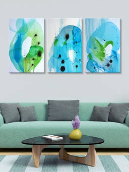 999Store - & Watercolour Abstract With Soft Organic Shapes Multi-Panel Wall Art (Pack of 3)
