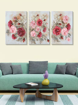 999Store - Vintage Bouquet Of Roses On A Soft Floral Background Multi-Panel Wall Art (Pack of 3)