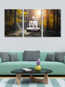 999Store - Meditating Buddha In A Peaceful Forest With Sunlight Multi-Panel Wall Art (Pack of 3)