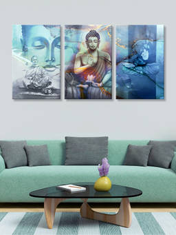 999Store - Spiritual Collage Featuring Buddha Meditation Imagery Multi-Panel Wall Art (Pack of 3)