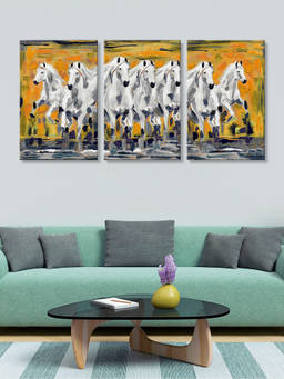 999Store - Horses Accented With Rich Gold And Details Multi-Panel Wall Art (Pack of 3)