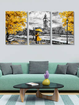999Store - Eiffel Tower Surrounded By Golden-Autumn Trees Multi-Panel Wall Art (Pack of 3)