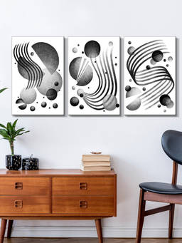 999Store - And Wavy Shapes With Playful Dot Patterns Multi-Panel Wall Art (Pack of 3)