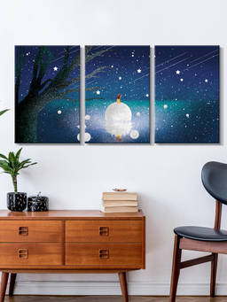 999Store - Magical Starry Night With A Glowing Moon In A Forest Multi-Panel Wall Art (Pack of 3)