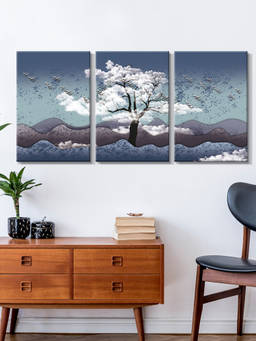 999Store - Snowy Mountain Peaks Beneath Dramatic Layered Clouds Multi-Panel Wall Art (Pack of 3)