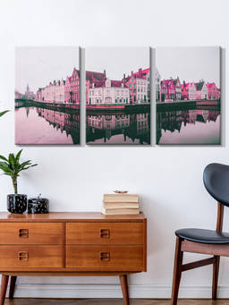 999Store - Palace Or Monument Reflected In Calm Waterfront Scenery Multi-Panel Wall Art (Pack of 3)