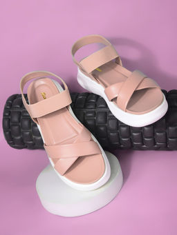 Bata - Beige Womens Low Platform Sandals