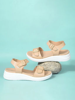 Bata - Beige Womens Low Platform Sandals