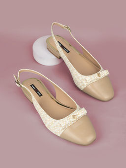 Bata - Beige Stylish Square Toe Mules for Women