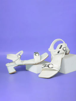 Bata - White Womens Block Sandals