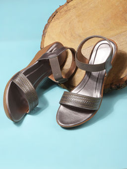 Bata - Grey Stylish Wedge Sandals for Women