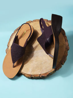 Bata - Wine Stylish Wedge Sandals for Women