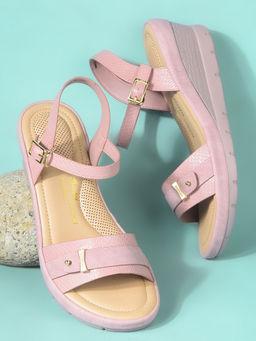 Bata - Pink Stylish Wedge Sandals for Women