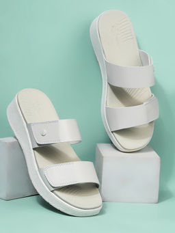 Bata - White Platform Sandals for Women