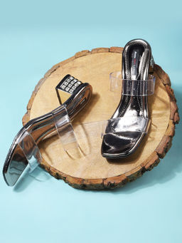 Bata - Grey Womens Mule Block Sandals Heels