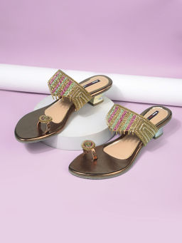 Bata - Brown Womens Block Sandals Heels