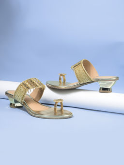 Bata - Gold Womens Block Sandals Heels