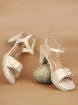 Bata - White Womens Block Sandals Heels