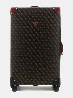 Guess - Brown Pu Printed Men Luggage Bag