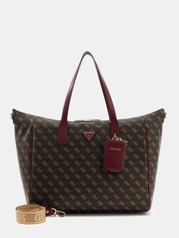 Guess - Brown Pu Printed Women Handbag with Detachable Strap