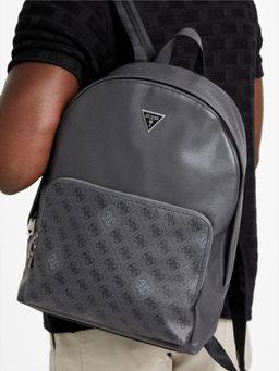 Guess - Black Polyurethane Printed Men Backpack