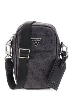 Guess - Black Polyurethane Solid Men Sling Bag With Detachable Strap
