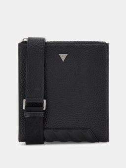 Guess - Black Polyurethane Solid Men Sling Bag