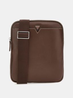Guess - Brown Leather Solid Men Sling Bag