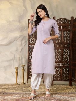 Stylum - Womens Solid Cotton Blend Straight Kurta
