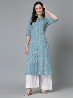 Stylum - Womens Floral Printed Cotton A-Line Kurta