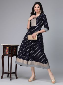 Stylum - Womens Floral Printed Rayon Flared Kurta